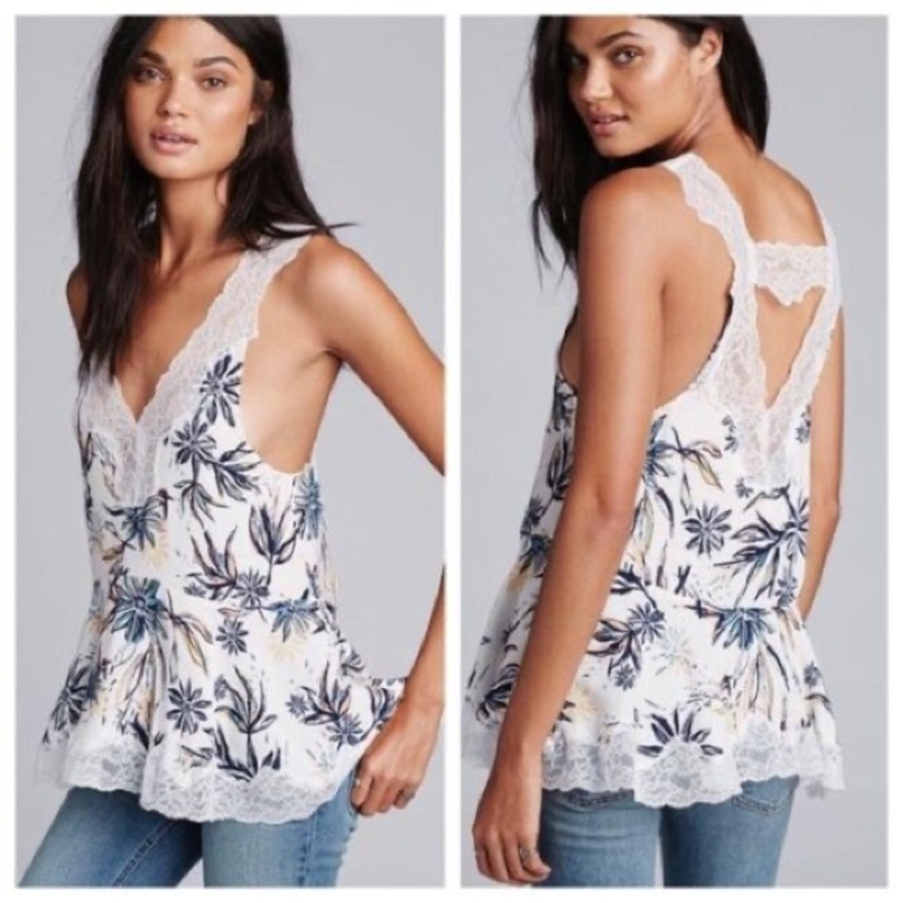 Free People Intimately Women’s Lace Flower Double V Tunic Top - Size XS